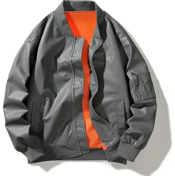Moto bunda Best Fashion Pánská koženková bomber bunda Velikost: L, Barva (Varianta): Tmavě šedá