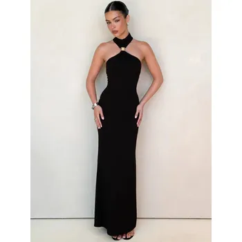 Dámské šaty Best Fashion Dlouhé elegantní maxi šaty s rozparkem a zipem Velikost: S, Barva (Varianta): Černá