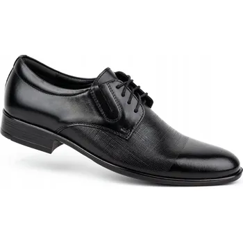 Pánské polobotky Pánské společenské kožené boty na šněrování 358KAM černé velikost 43