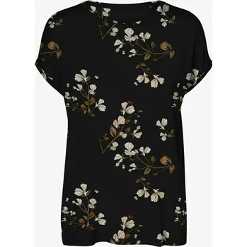 Dámská halenka VERO MODA ČERNÁ VOLNÁ HALENKA SE VZOREM (XS)