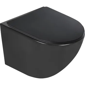 Klozet Kerra Delos Black WC závěsné se sedátkem, rimless, NODO