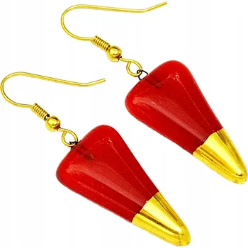 Náušnice Hnědé náušnice šipka, ruční výroba, zdobené zlatem