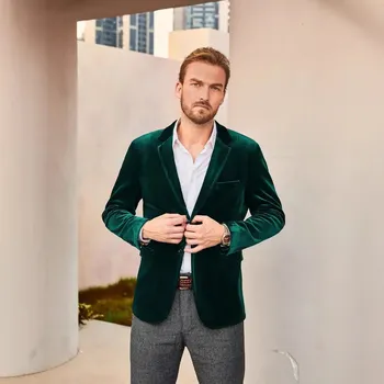 Pánské sako Best Fashion Pánské elegantní sametové sako pro společenské příležitosti Velikost: M, Barva (Varianta): Zelená