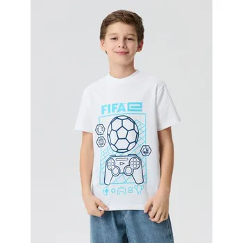 Chlapecké oblečení Sinsay - Bavlněné tričko s krátkým rukávem FIFA - bílá - 738GJ-00X - 738GJ-00X-146