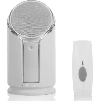 Zabezpečovací technika Byron BY301 Extra hlasitý bezdrátový přenosný zvonek (100 m) s 8 tóny, 1x tlačítko zvonku a 1x