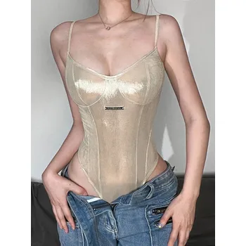 Body Best Fashion Dámský přiléhavý body se šněrováním Velikost: M, Barva (Varianta): Champagne Bodysuit