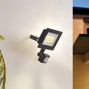 Lampička Prios LED venkovní reflektor Maikel, senzor, 20W, kov, sada 2 kusů černá, bílá LED 20 W celkem