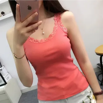 Best Fashion Dámské tílko s krajkovým horním dílem pro každodenní styl Velikost: ONE SIZE, Barva (Varianta): Melounová