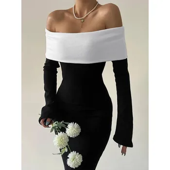 Dámské šaty FIT FASHION Dámské přiléhavé maxi šaty s elegantním střihem Velikost: S, Barva (Varianta): Černá