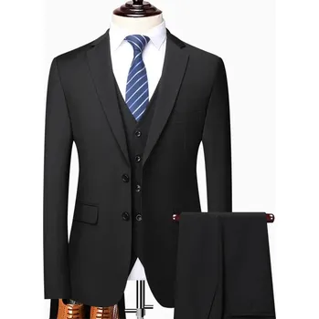 Best Fashion Pánský elegantní tří dílný oblek Velikost: M, Barva (Varianta): Černá