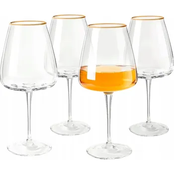 Sklenice Skleničky na bílé víno Westwing Ellery bezbarvé, zlaté 400 ml 4 ks