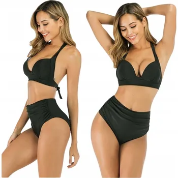 Dámské plavky PLAVKY DVOUDÍLNÉ PLUS SIZE S VYSOKÝM PASEM PUSH UP ZE ŠTÍHLUJÍCÍM EFEKTEM XXXL