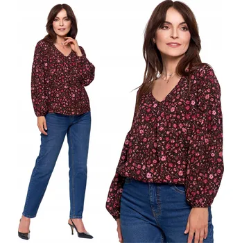 Dámská košile Moraj dámská košile s dlouhým rukávem, květinový vzor, červená OKD3300-004, velikost S