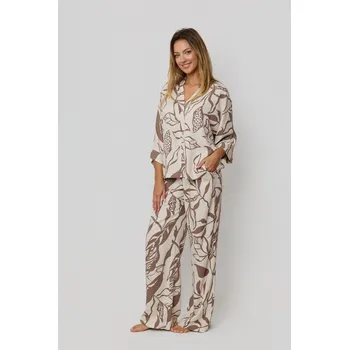 Dámské pyžamo Luna si rozepnula pyžamo. MOKKA-MILK S