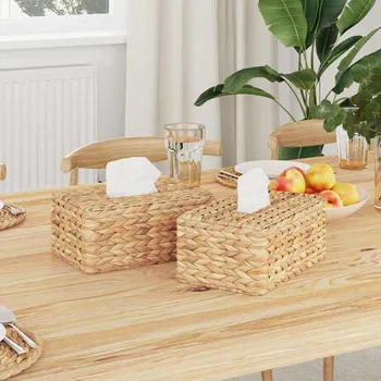 Zásobník na papírové ručníky Kryty na krabičky na kapesníky 2 pcs Vodní hyacint Přírodní