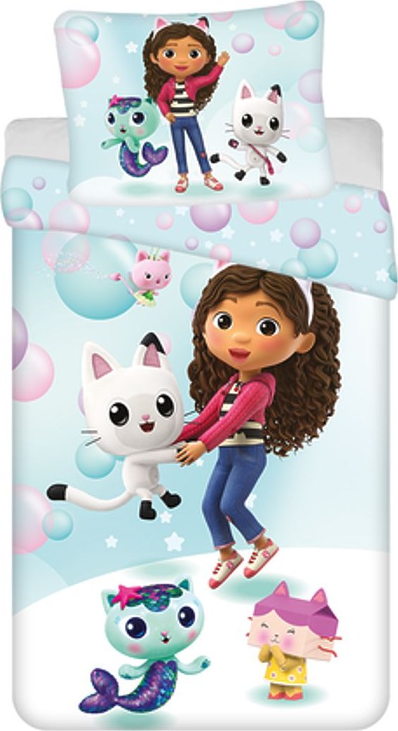 Dětské povlečení Gabby's Dollhouse "bubbles" micro 140x200 cm + 70x90 cm