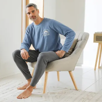 Pánské pyžamo Fleecové pyžamo se středovým potiskem 2xmodrá2xšedá2xnám.modrá 127/136 (3XL)