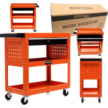 Dílenský vozík Kraft&Dele červený, 1 šuplík s brzdou
