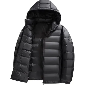 Pánský kabát Best Fashion Pánská lehká zimní péřová bunda s kapucí Velikost: M, Barva (Varianta): Černá