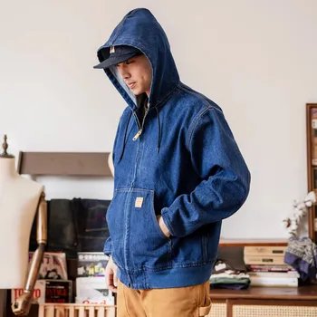 Pánská softshellová bunda Best Fashion Pánská džínová bunda s kapucí v ležérním stylu Velikost: S, Barva (Varianta): Modrá