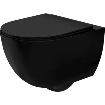 Klozet Rea Carlo Mini rimless black WC závěsné se sedátkem, mat, REA-C8489