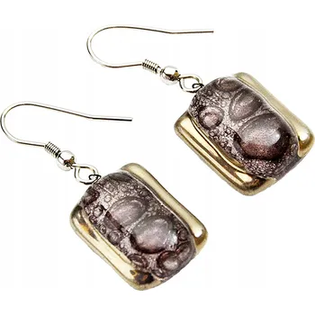 Náušnice Hnědé náušnice výseč, ruční výroba, zdobené platinou