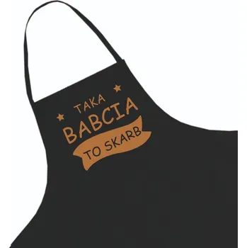 Kuchyňská zástěra Černá kuchyňská zástěra ke Dni babiček + jméno, vzor 4