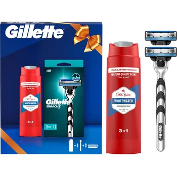 Břitva na holení Gillette Mach3 sada: holicí strojek, náhradní hlavice a gel na mytí 3v1 Old Spice