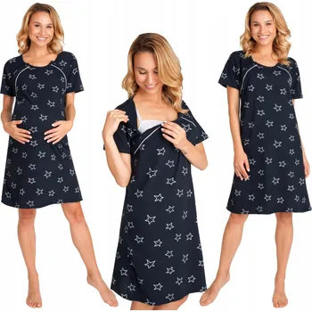 Dámská noční košile Košile pro kojící La Penna M bavlna krátký rukáv