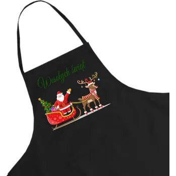 Kuchyňská zástěra Černá kuchyňská zástěra s vánočním motivem - tip na dárek k Mikuláši W5
