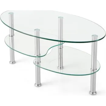 Konferenční stolek Konferenční stolek HV10456TR z tvrzeného skla, 89 x 50 x 45 cm - B COSTWAY