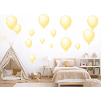 Samolepící dekorace Žluté nafukovací balónky samolepky na zeď arch 75 x 75 cm