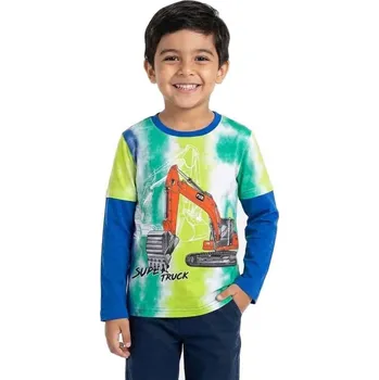 Chlapecké tričko DĚTSKÉ TRIČKO S BAGREM A DLOUHÝM RUKÁVEM ZIMA26 Barva: Modrá, Velikost: 98