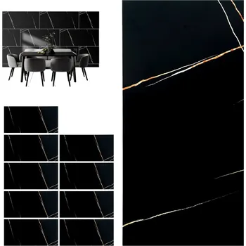 Obraz 10X OBKLADOVÉ PANELY NA ZEĎ SAMOLEPICÍ DLAŽDICE ČERNÝ MRAMOR SILNÉ PVC