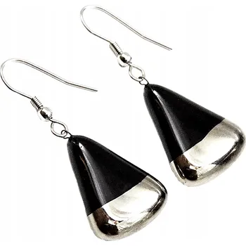 Náušnice Zelené náušnice výseč, ruční výroba, zdobené platinou