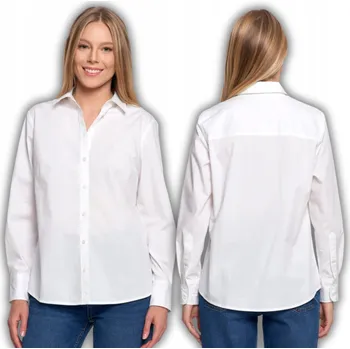 Dámská košile VOLNÁ DÁMSKÁ KOŠILE S PROUŽKY BAVLNĚNÁ KLASICKÁ DLOUHÝ RUKÁV MORAJ L