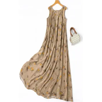 Dámské šaty Best Fashion Dámské elegantní hedvábné letní šaty Velikost: ONE SIZE, Barva (Varianta): dark camel