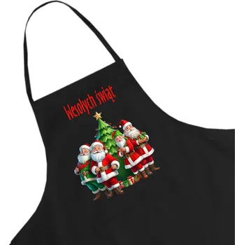 Kuchyňská zástěra Černá kuchyňská zástěra s vánočním motivem – tip na dárek k Mikuláši W3