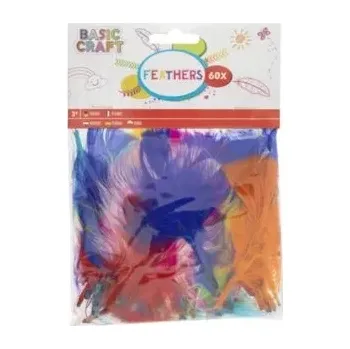 Barevná dekorativní peříčka 8 cm, mix barev, 60 ks