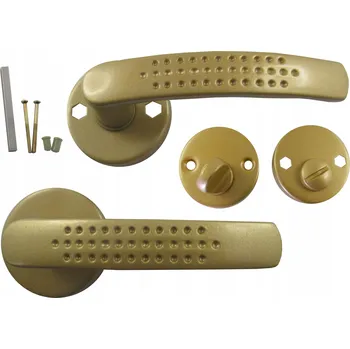 Dveřní kování Vnitřní klika AA Met Krátká, Štítek kulatý, Štítek s WC zámkem