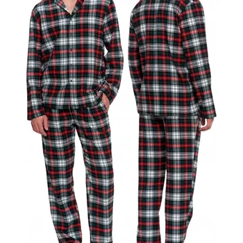 Pánské pyžamo PÁNSKÉ ROZEPÍNACÍ FLANELOVÉ PYŽAMO Z BAVLNĚNÉ FLANELU S KOSTKOVANÝM VZOREM *M