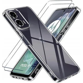 Pouzdro na mobilní telefon Průhledný 2mm Pouzdro pro Motorola Moto G35 - průhledný, tenký, + 2 ks Sklo