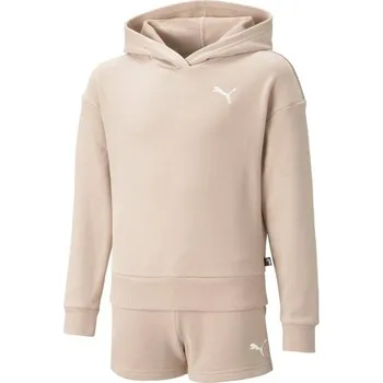 Sportovní oblečení Dívčí tepláková souprava Puma LOUNGEWEAR SHORT SUIT 140 Růžová, Bílá