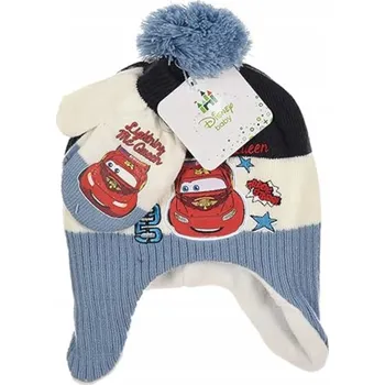 Čepice Sada: čepice a rukavice DISNEY MC QUEEN pro chlapce, modrá, zimní, velikost 48 cm