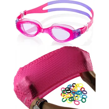 Plavecká čepice Sada na bazén: Plavecké brýle a plavecká čepice na dlouhé vlasy