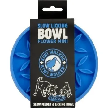 Miska pro psa Protihltací miska a lízací podložka KIWI WALKER Flower 2v1 Mini modrá 14cm