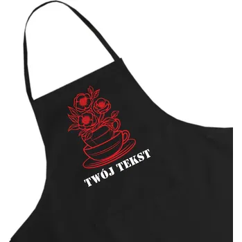Kuchyňská zástěra Černá kuchyňská zástěra s potiskem a vlastním textem - tip na dárek W15