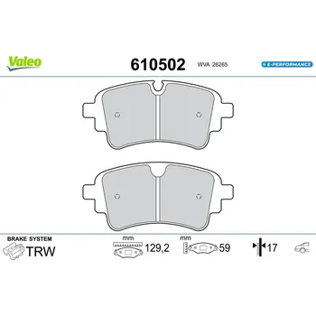 Brzdová destička Sada brzdových destiček, kotoučová brzda VALEO 610502