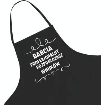 Kuchyňská zástěra Černá kuchyňská zástěra ke Dni babiček + jméno, vzor 12