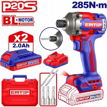 Aku rázový utahovák EMTOP 20V P20S 285Nm sada